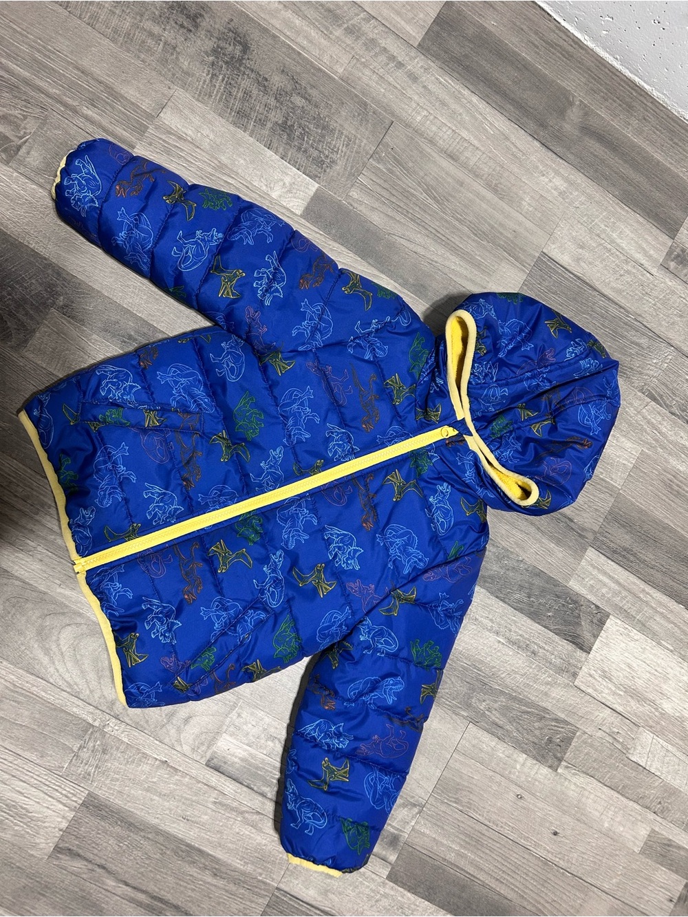 Jumping Beans Boys Blue Dinosaur Puffer Winter Jacket 5T